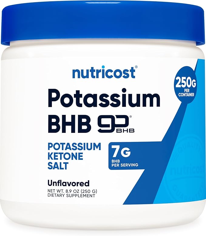 Nutricost Potassium BHB Salts Exogenous Ketone Supplement 6.4g Beta-Hydroxybutyrate Per Serving 250 Grams