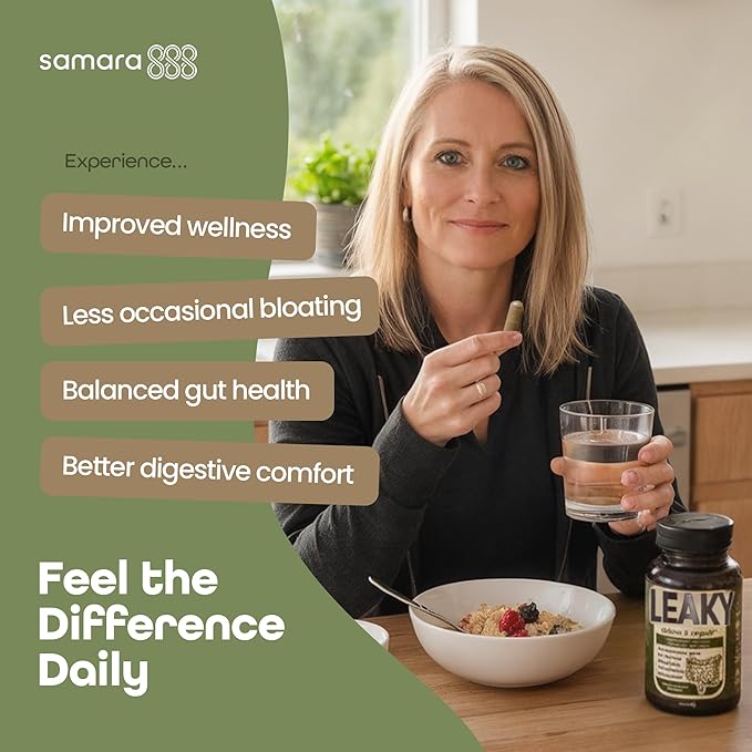 Samara 888 Leaky Gut Repair Supplement &amp Candida Support with Marshmallow Root Woormwood and PAU D'Arco - Liver Cleanse Detox &amp Repair - Supports Gas Relief for Adults - 90 Vegan Capsules