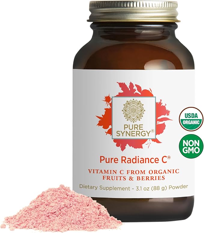 Pure Synergy Pure Radiance C | Organic Vitamin C Powder | 100% Natural Whole Food Non-GMO Supplement with Organic Camu Camu| for Immune and Collagen Support (3.1 oz Powder)
