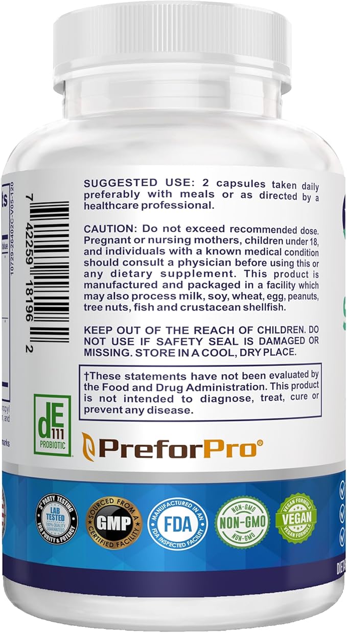 Spore Probiotic Capsules for Women &amp Men Bacillus Subtilis Plus Advanced Phage – Gut Health &amp Digestive Comfort Shelf-Stable Survives Stomach Acid – 120 Delayed Release Capsules