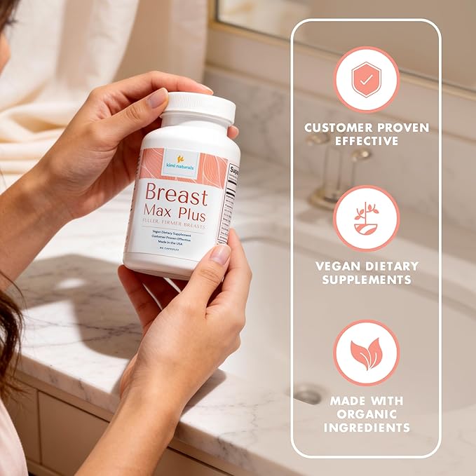 KIMI Naturals Breast Max Plus - Breast Enhancement Pills | Breast Enlargement Supplements with Fenugreek Breast Growth Supports Breast Firmness - 3 Month Supply