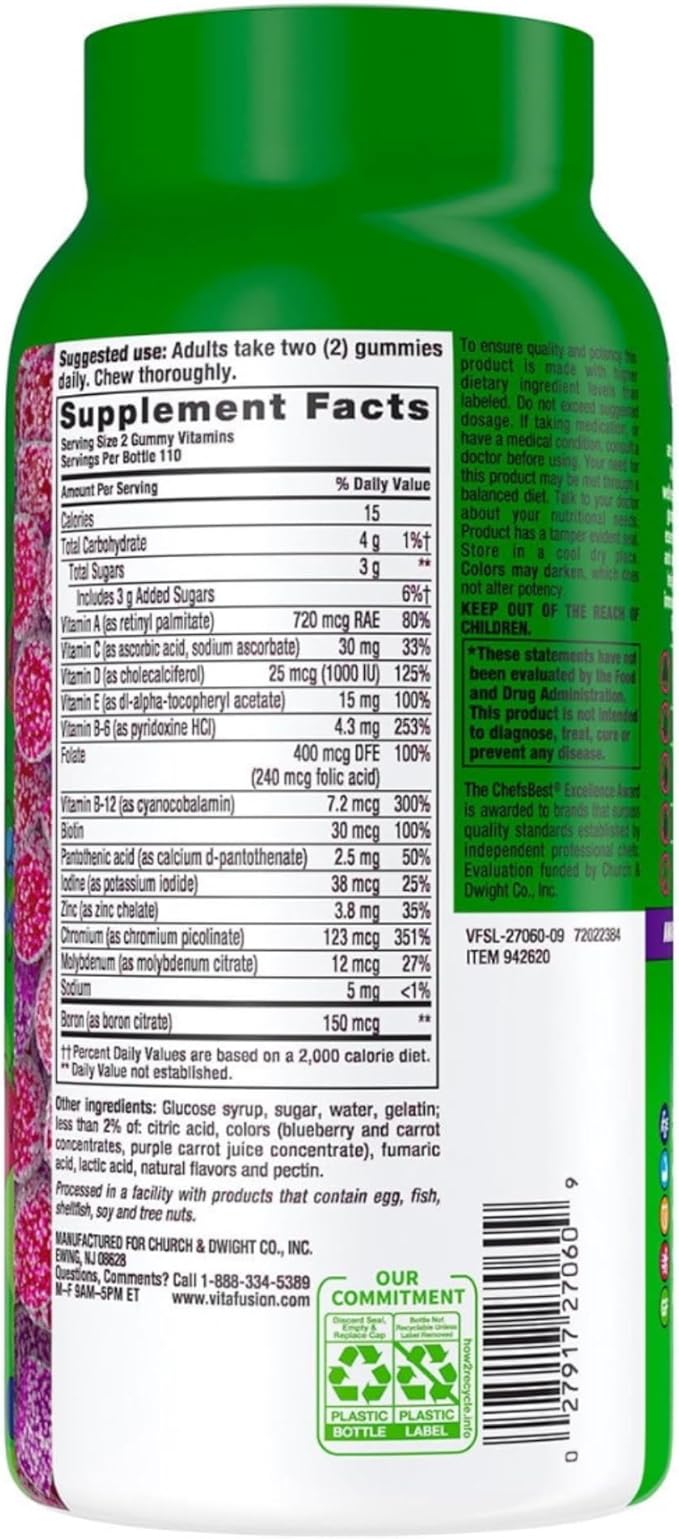 Vital_Fusion Men's Multivitamin Gummies 220 ct. 14 Essential Nutrients | Supports Energy Muscle Eye &amp Immune Health | Berry Flavors | by R&ampC Store