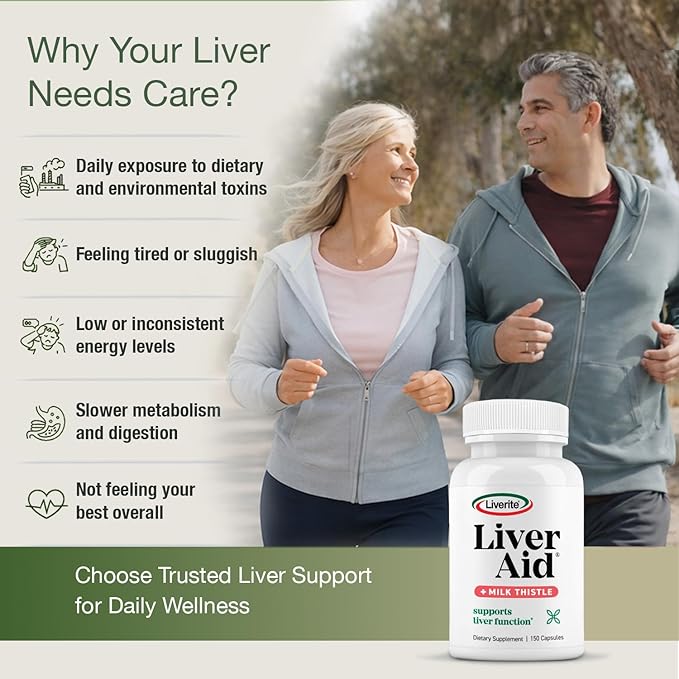 LIVERITE Liver Aid 2-Pack 150 Capsules (Total 300ct) Supports Healthy Liver Function Cleansing Energy and Daily Wellness