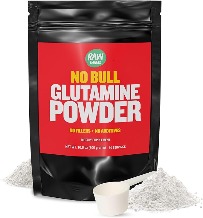 “No Bull” L-Glutamine Powder - Unflavored and Micronized Glutamine Pure L Glutamine Powder Non GMO L Glutamine Supplement Naturally Vegan Vegetarian and Gluten Free 300g
