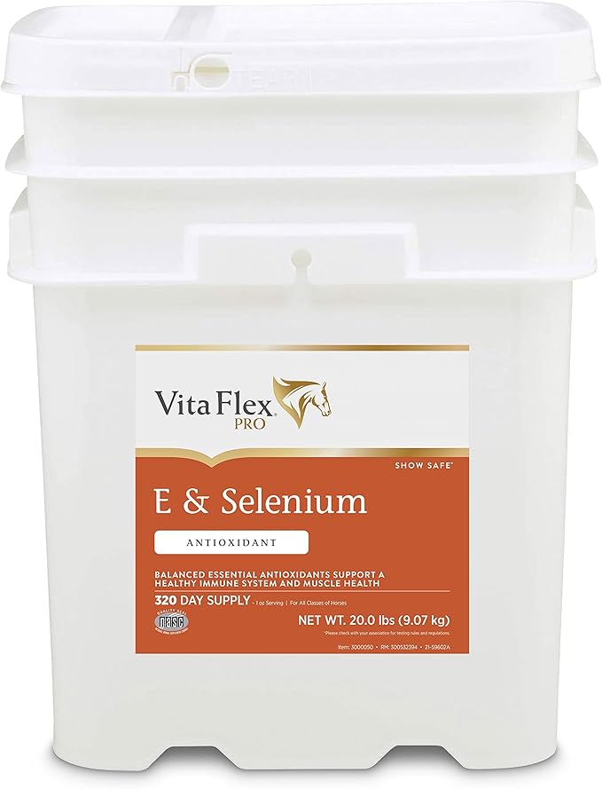 Vita Flex Pro E &amp Selenium Supplement Vitamin E and Selenium Powder for Horses Balanced Antioxidants Equine Vitamin E Supplement Horse Vitamins and Minerals 4 lb 64-Day Supply