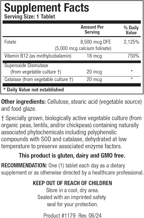 Biotics Research Folate 5 Plus High Potency Folate with B12 Methyl Support 5 Milligram Natural and Whole Food Form of Folate 18mcg B12 Pregnancy Nutrition Energy Support Healthy Skin 120 tabs