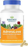 Ridgecrest Herbals AdrenaLove Stress and Energy Support Supplement (60 Vegan Caps 30 Serv)