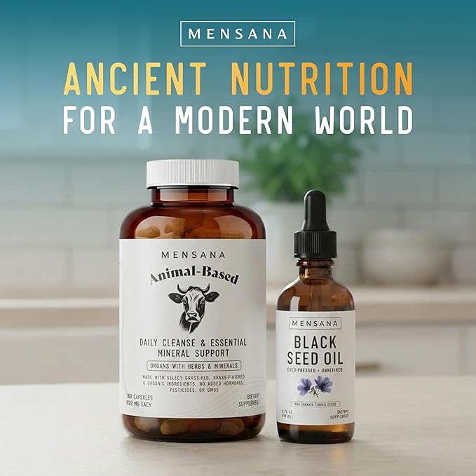 MENSANA Black Seed Oil (4 oz - 47 Servings) – Cold-Pressed Virgin Nigella Sativa – 100% Organic Non-GMO Pure &amp Unrefined Wellness Oil