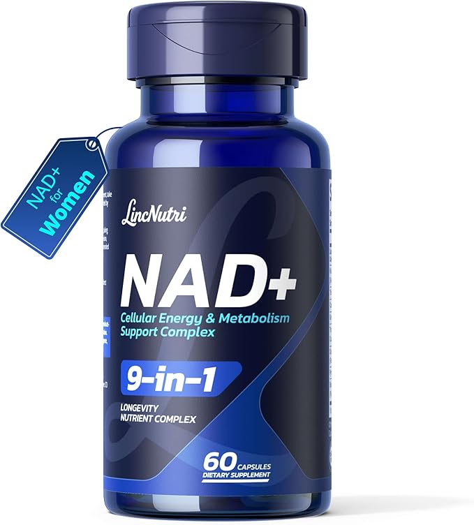 NAD+ Supplements for Women NMN+NR Super Absorption with BioPerine - Resveratrol - TMG - Green Tea - CoQ10 - Quercetin - PQQ Deep Antioxidant Helps Promote Healthy Aging 60 Capsules