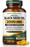 Black Seed Oil Capsules 2000mg Per Serving Organic Cold Pressed Black Cumin High TQ Immune &amp Joint Support 180 Count (3 Month Supply)