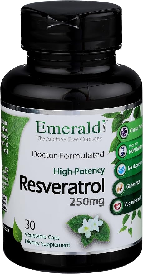 Emerald Labs Resveratrol - Dietary Supplement with Resveratrol for Cellular and Cardiovascular Support - 30 Vegetable Capsules