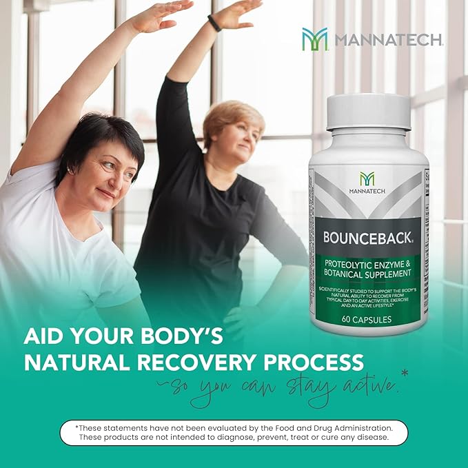 BounceBack by Mannatech with Proteolytic Enzyme Blend Phytosterol Blend and Turmeric Extract Supports Optimal Joint &amp Cartilage Health 60 Capsules