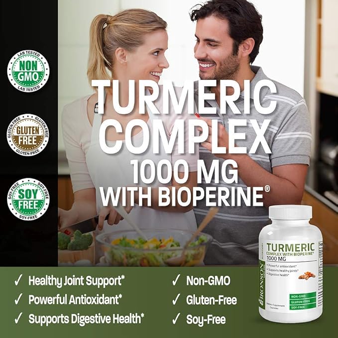 Bronson Turmeric Curcumin with BioPerine High Potency Premium Joint Support + Bronson Antarctic Krill Oil 1000 mg with Omega-3s EPA DHA