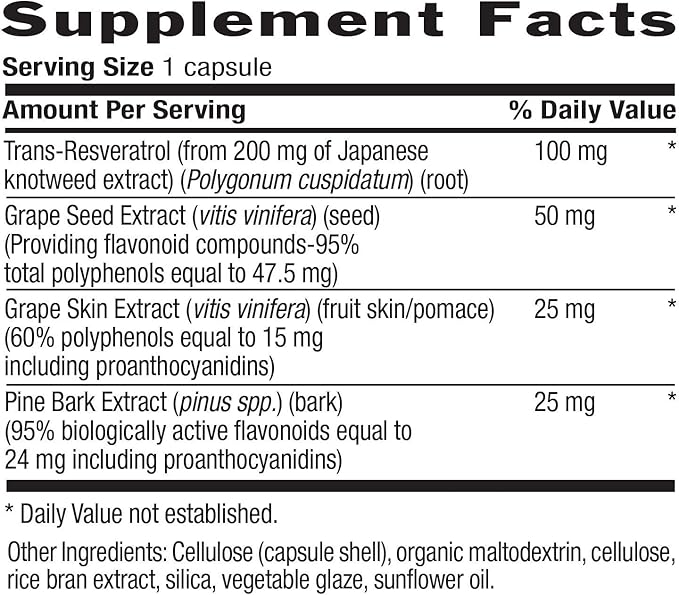 Country Life Resveratrol Plus 1000mg - Organic Antioxidant Supplement with Pine Bark &amp Grape Seed Extracts - Vegan Gluten-Free Non-GMO