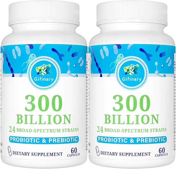 Probiotics for Women &amp Men - 300 Billion CFU 24 Strains Probiotics + 15 Organic Herbs Prebiotics for Digestive Gut Health Immune Constipation Diarrhea &amp Whole-Body Health - 4 Months Suppl