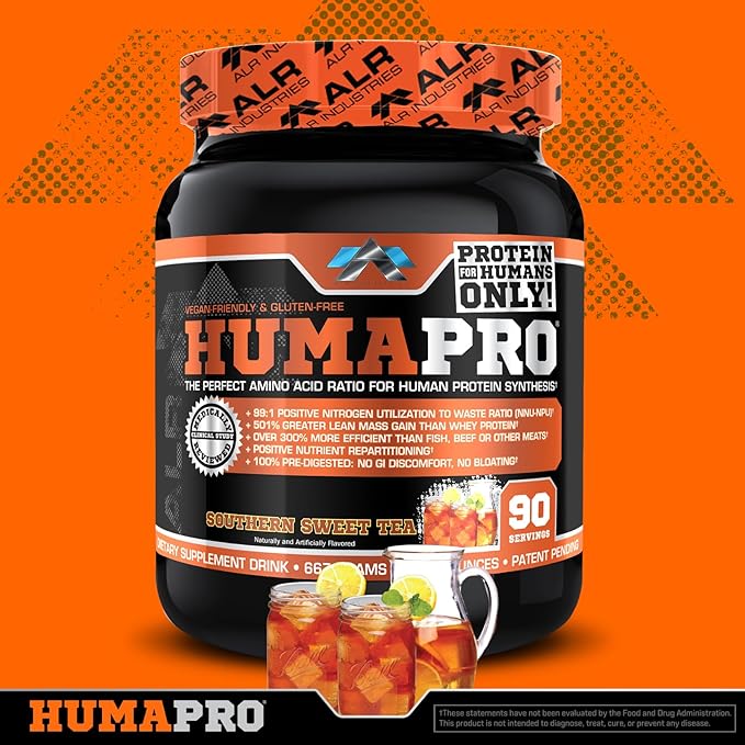 ALR Industries HumaPro Essential Amino Acid Formula | EAA Protein Supplement | Supports Muscle Recovery &amp Performance | Vegan Gluten Free | 90 Servings (Southern Sweet Tea)