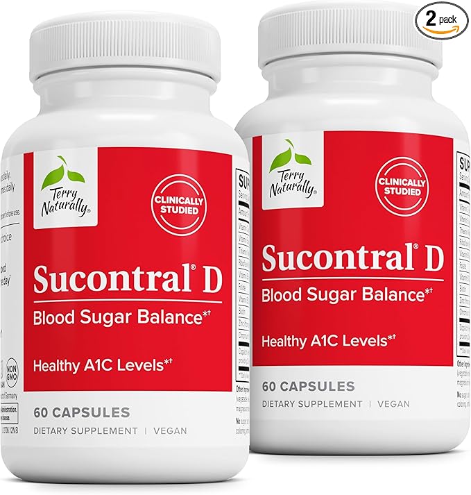 Terry Naturally Sucontral D - B-Complex &amp Folate Supplement - Carbohydrate Metabolism Support - Vitamin &amp Mineral Supplement with Zinc &amp Chromium - 60 Capsules (Pack of 2)