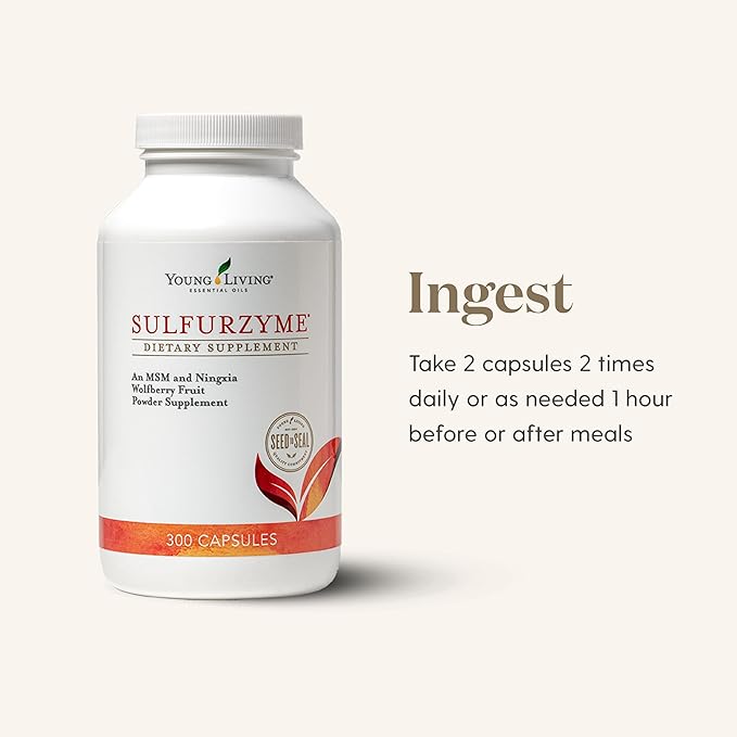 Young Living Sulfurzyme 300 Capsules Supports Joint Health Promotes Healthy Skin and Hair Aids in Overall Well-Being with MSM and Wolfberry Powder Blend