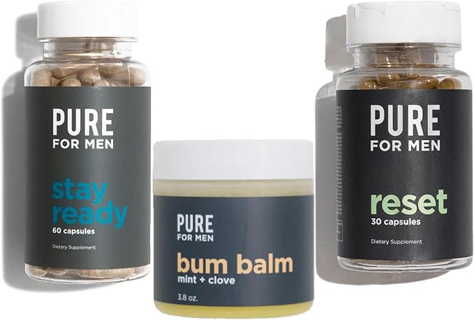 Pure for Men Stay Ready Fiber (120 Count) Bum Balm &amp Reset (30 Count) Bundle
