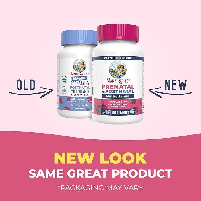 MaryRuth Organics Prenatal Vitamins for Women | USDA Organic Prenatal Gummies | Postnatal Vitamins for Women Breastfeeding | Methylfolate 800 mcg DFE | Iodine | Vegan | Non GMO | 30 Servings