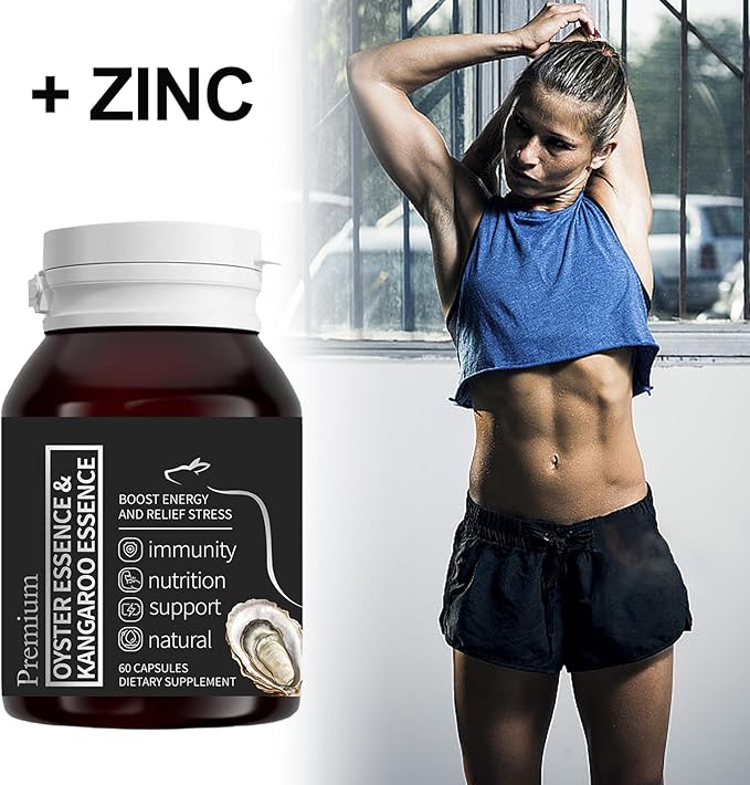 Oyster Extract for Men &amp Oyster Essence Kangaroo Essence Organic Pure Oysters Extract Peptides Capsules for Men &amp Women Supports Energy &amp Immune Boost Zinc 60 Capsules