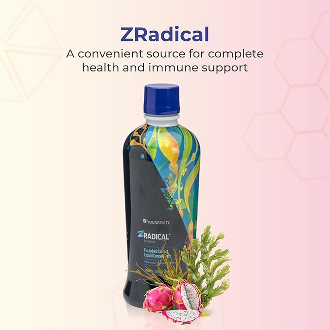 Youngevity ZRadical™ Fucoidan - Organic Maritech Fucoidan Extract &amp Cofactors (Vitamin C B12 B6 Dragonfruit Wolfberry Milk Thistle) - Immune Support - Super Antioxidant 32 Fl Oz (Pack of 1)