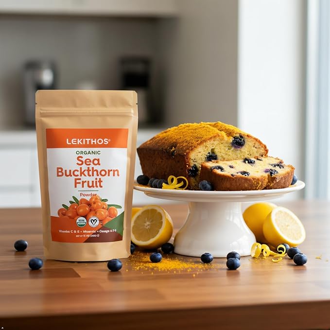 Organic Sea Buckthorn Powder | Organic Omega 6-7-9 Antioxidant Support with Vitamin C E &amp Zinc | Grown in Alpine Italy | USDA Organic Vegan Non-GMO Gluten-Free No Additives | 12oz (340g)