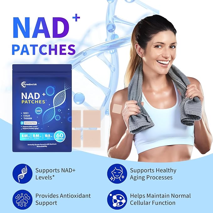 NAD Patches for Women &amp Men 60 Count NAD+ Boost Patch for Anti-Aging Wellness and Energy Support Extra Strengthwith NMNCoQ10Thiamine &amp Resveratrol