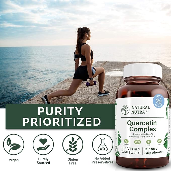 Natural Nutra Quercetin Complex with Bromelain and Vitamin C Citrus Bioflavonoid Supplement Support Body to Seasonal Changes &amp Body Redness Promotes Liver Health 100 Vegan and Vegetarian Capsul