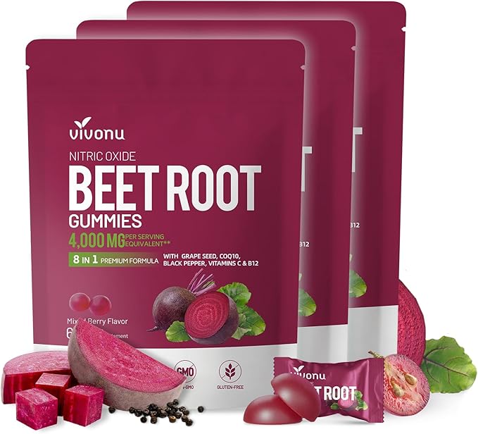 VivoNu Beet Root Gummies 8-in-1 Premium Energy Supplement with CoQ10