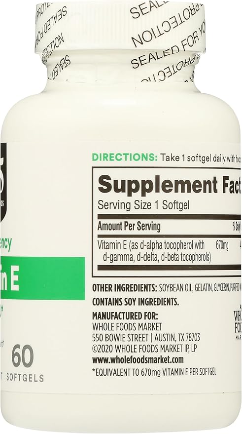 365 by Whole Foods Market Vitamin E 1000 IU 60 Count