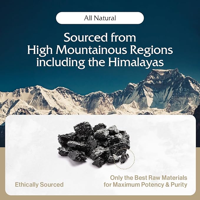 Purblack Pure Himalayan Shilajit Resin - Himalayan and Other Mountain Ranges Gold Infused Shilajit for Men &amp Women with Over 85+ Trace Minerals for Energy &amp Immunity | 30 Servings | USA Made