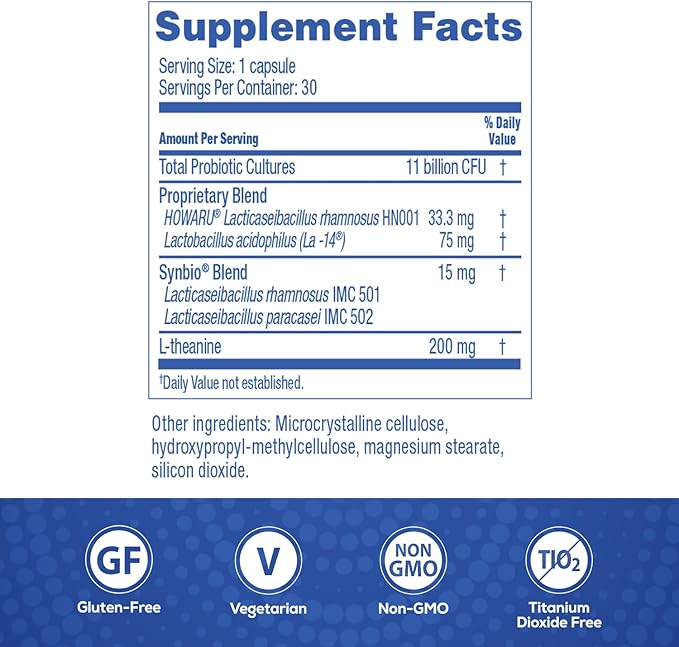 Florastor Probiotics for Women Digest and De-Stress Probiotics for Digestive Health Vaginal Probiotic and L-Theanine for Mind and Body Wellness 30 Capsules