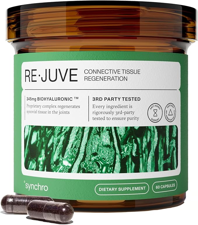 Synchro - Rejuve Joint Support Supplement Non-GMO Cartilage and Joint Support Joint Supplement with Hyaluronic Acid and Anthocyanins 60 Joint Health Supplement Capsules