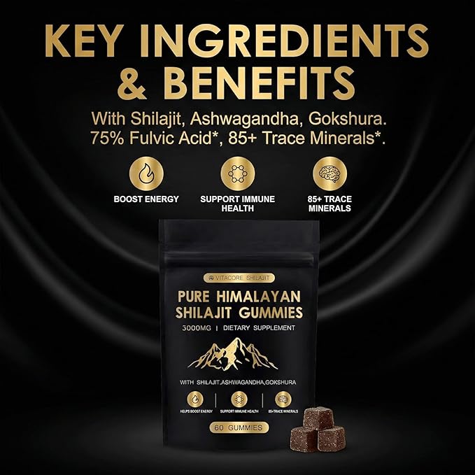 Gold Gummies for Men &amp Women 3000mg High Potency All-Natural Sugar-Free Vegan 60Gummies (1Bag)