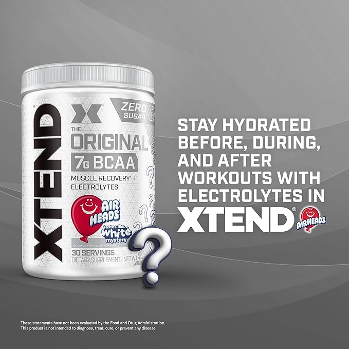 Scivation Xtend XTEND Original BCAA Powder Airheads Candy Flavor 7g BCAA and 2.5g L-Glutamine Sugar Free Post Workout Muscle Recovery Drink with Amino Acids for Men &amp Women 30 Servings