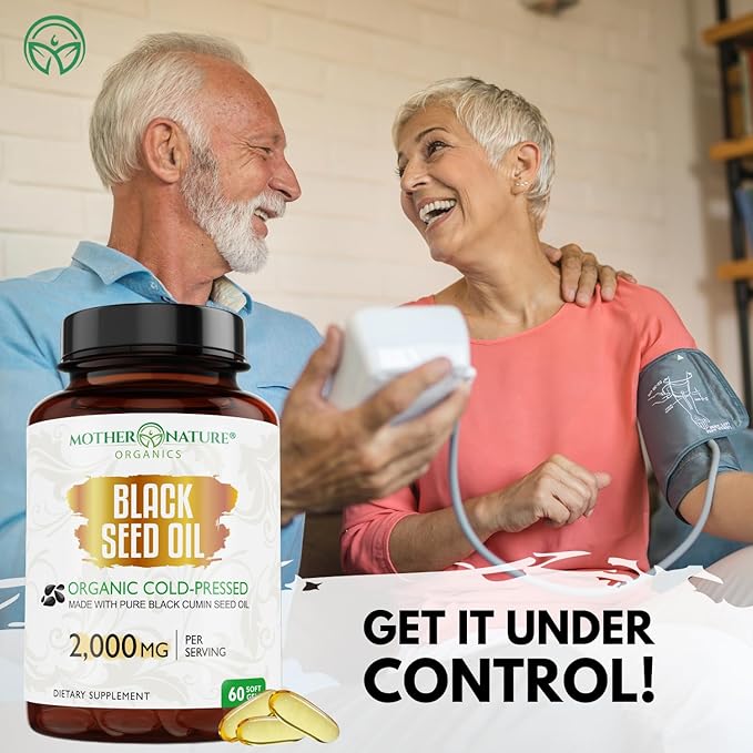 Black Seed Oil Capsules 2000mg Per Serving Organic Cold Pressed Black Cumin High TQ Immune &amp Joint Support 180 Count (3 Month Supply)
