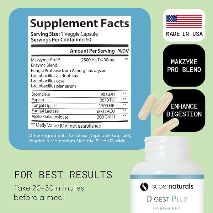 Digest Plus Gut Health for Men Digestion Supplement Digestive Enzymes Gut Health for Women Gas &amp Bloating Relief Premium Gut Healths Supplement 60 Caps