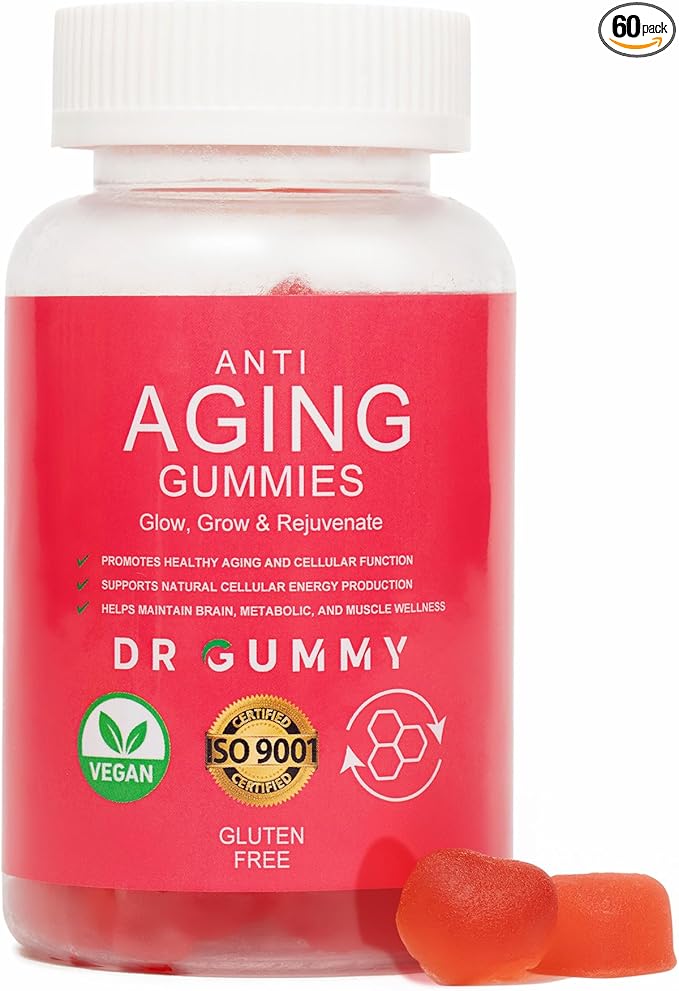 Anti-Aging Gummies with Nicotinamide Riboside (NR) – NAD⁺ Support for Cellular Energy &amp Mitochondrial Health – Metabolism &amp Vitality Support – Strawberry Flavor 60 Gummies