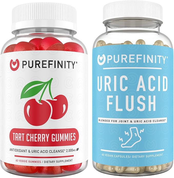 PUREFINITY Uric Acid Flush &amp Cleanse Capsules + Tart Cherry Gummies