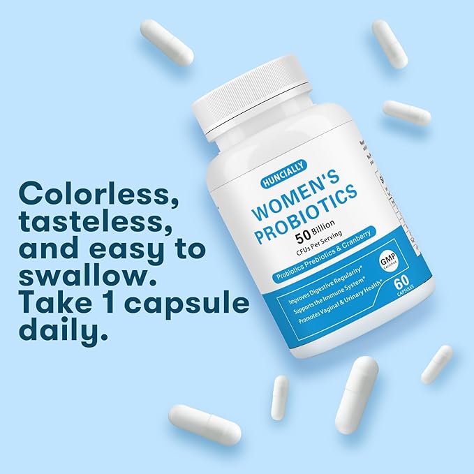 Women’s Probiotic 50 Billion CFUs with Prebiotics &amp Cranberry Supports Digestive Immune &amp Vaginal Health 60 Capsules