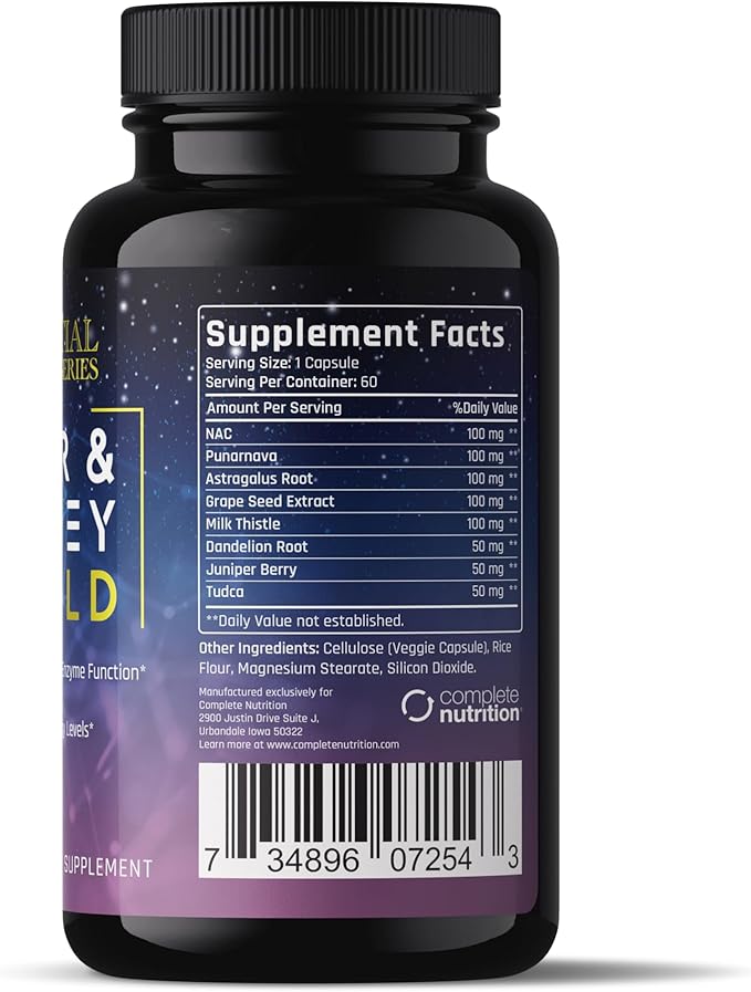 Complete Nutrition Liver &amp Kidney Shield Capsules 60 Count - on and Post Cycle Support