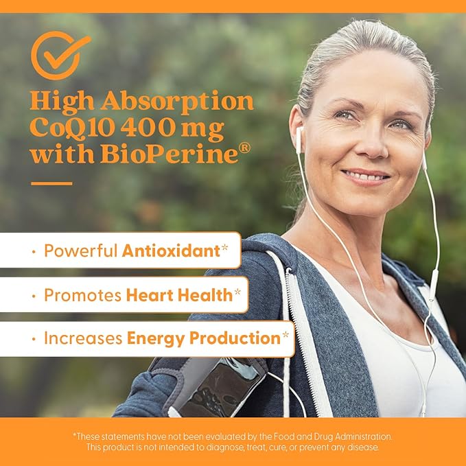 Doctor's Best High Absorption CoQ10 400mg with BioPerine Supplement - Coenzyme Q10 Caps for Heart Health &amp Antioxidant Support CoQ10 400 mg for Women &amp Men Non GMO - 180 Veg Capsules