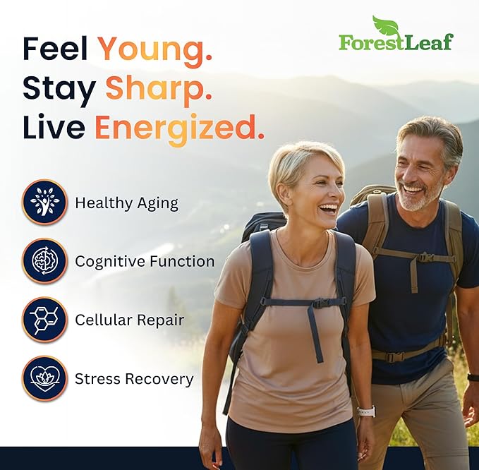 ForestLeaf NAD Resveratrol Capsules Liposomal NAD Supplement for Women and Men with D-Ribose and Pomegranate NAD+ for Energy Focus and Anti-Aging Support NMN Supplement Alternative (60 Caps)