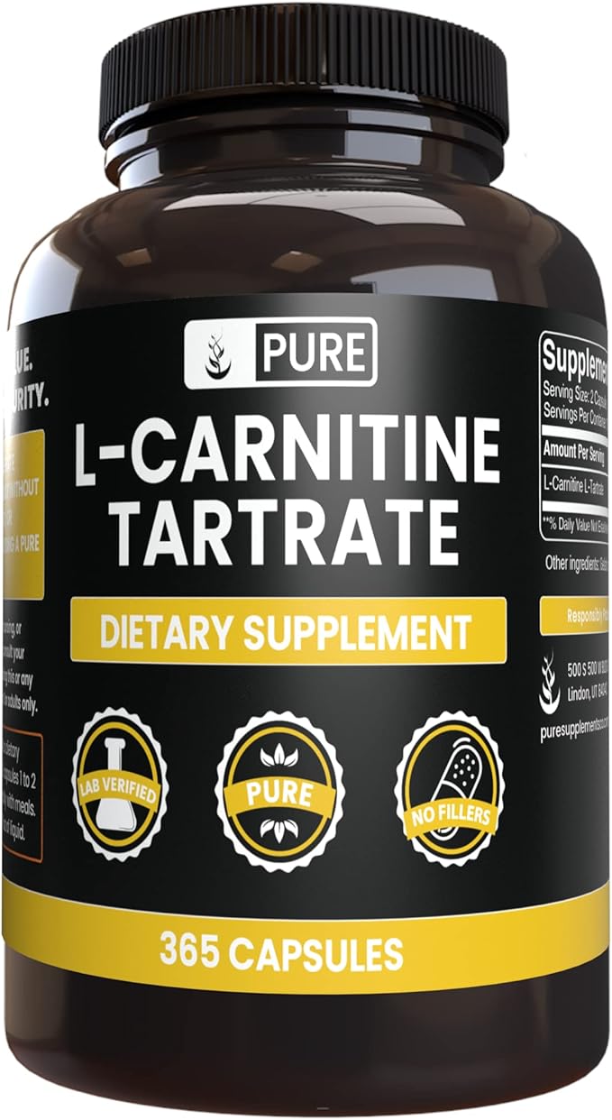 PURE ORIGINAL INGREDIENTS L-Carnitine Tartrate (365 Capsules) No Magnesium Or Rice Fillers Always Pure Lab Verified