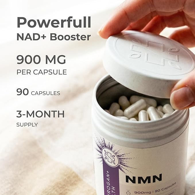 Neurogan Beta NMN (β-NMN) Supplement – 900 mg per Serving 99.6% Purity – NAD+ Precursor for Cellular Energy &amp Vitality – 90 Capsules (3-Month Supply) – Made in USA