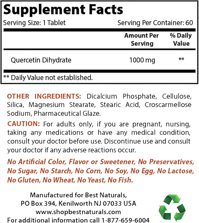 Best Naturals NAC 600 mg &amp Quercetin 1000 mg