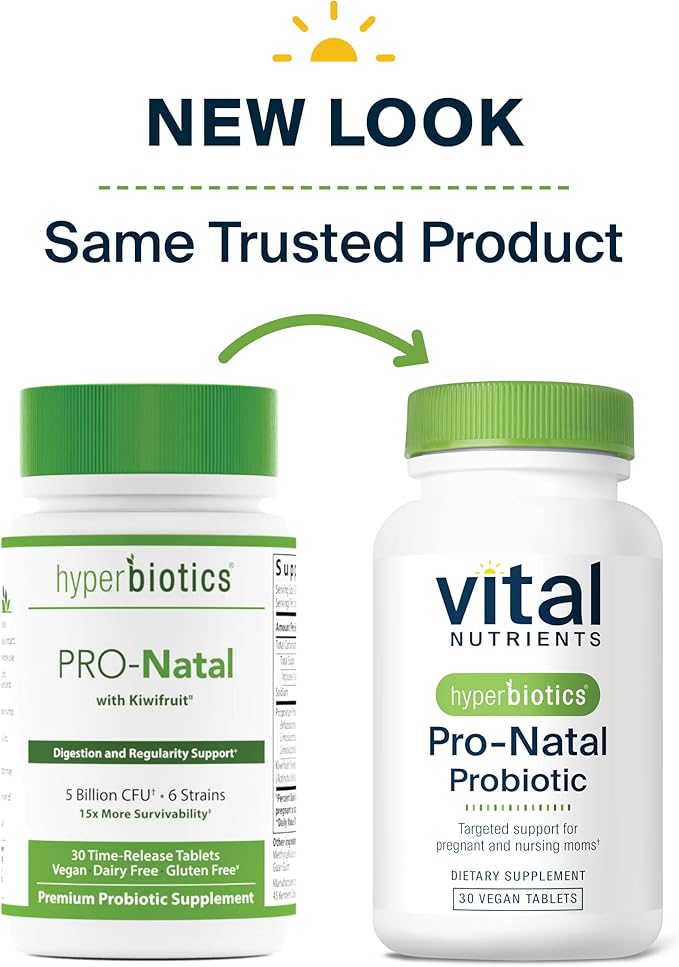Hyperbiotics Vital Nutrients Pro-Natal Prenatal Probiotics for Women | Support for Occasional Nausea Bloating and Gas | Vegan Pregnancy Probiotic for Women | Gluten Dairy Soy Free | 30 Tablets