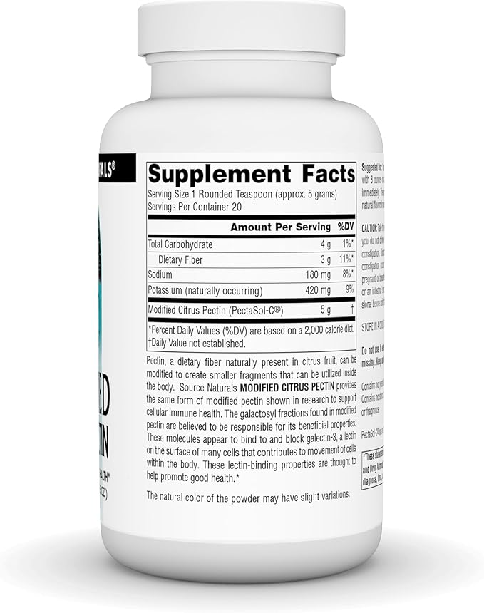 Source Naturals Modified Citrus Pectin Powder for Cellular Immune Health100 Grams