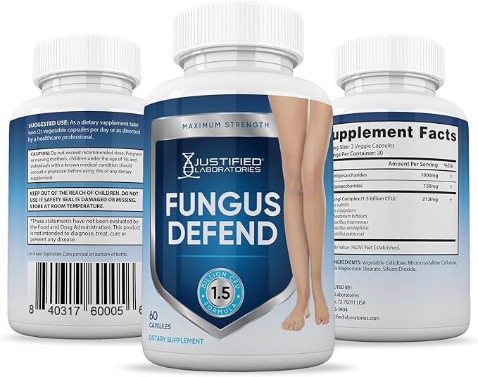 Justified Laboratories (5 Pack) Fungus Defend Pills 1.5 Billion CFU Probiotic 300 Capsules
